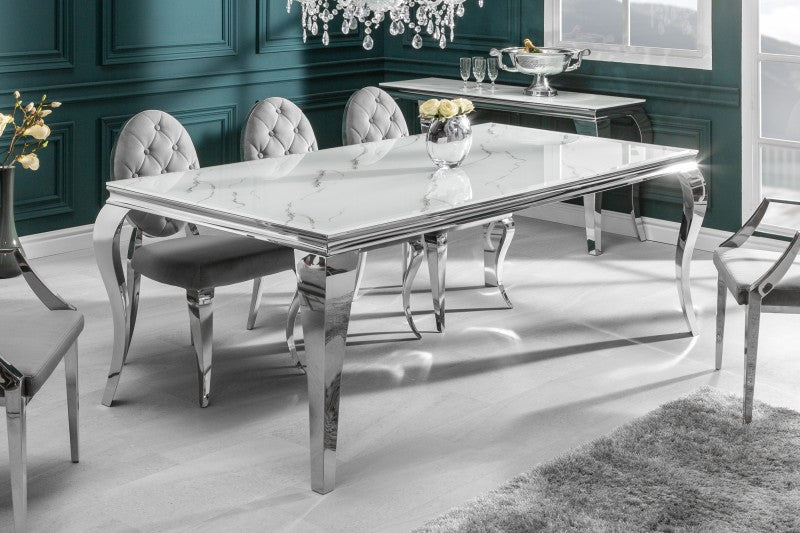 Esstisch Modern Barock 180cm silber Marmor