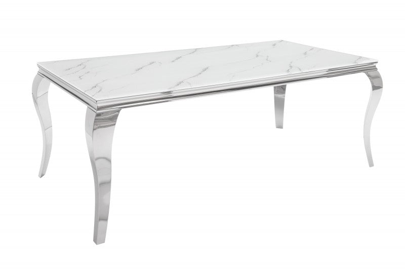 Esstisch Modern Barock 180cm silber Marmor