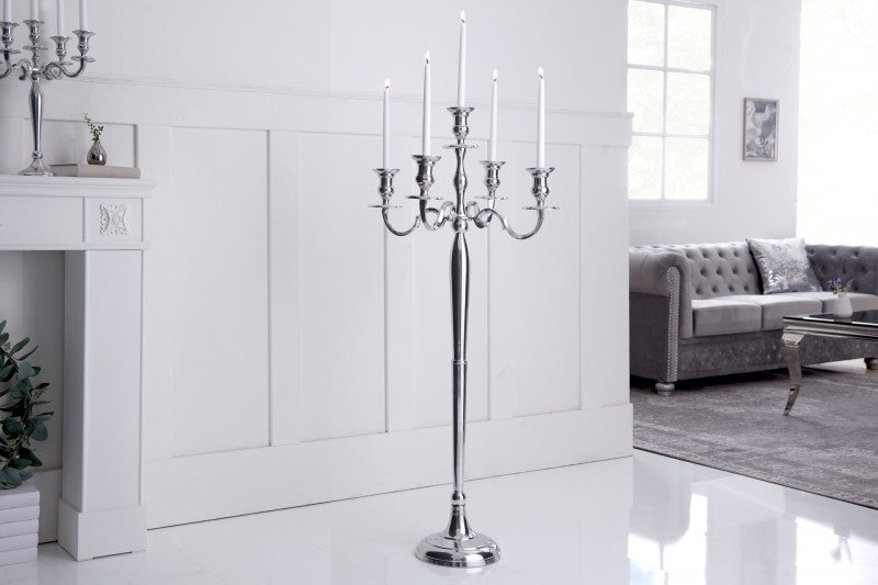 Kerzenst„nder Modern Barock 120cm silber 5-armig/17365