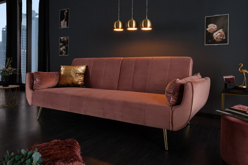 Schlafsofa Divani II 215cm altrosa Samt gold/ 40091