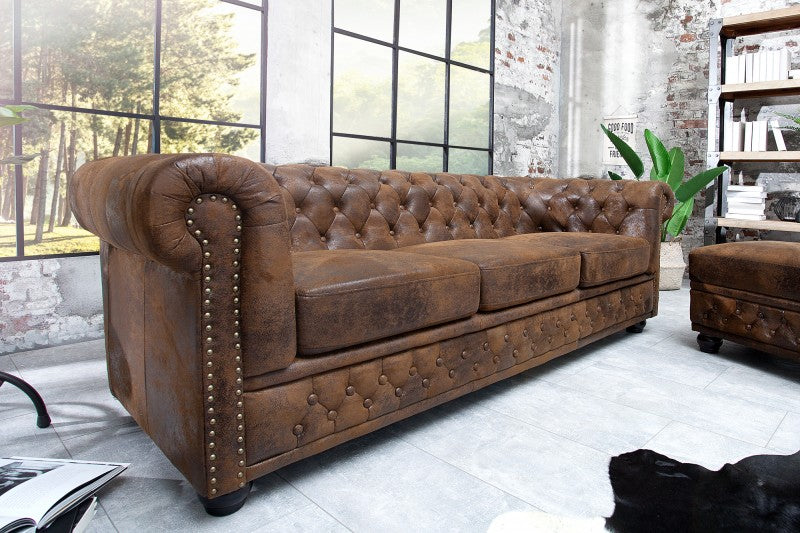 Sofa Chesterfield 3er braun Antik Look/ 17382