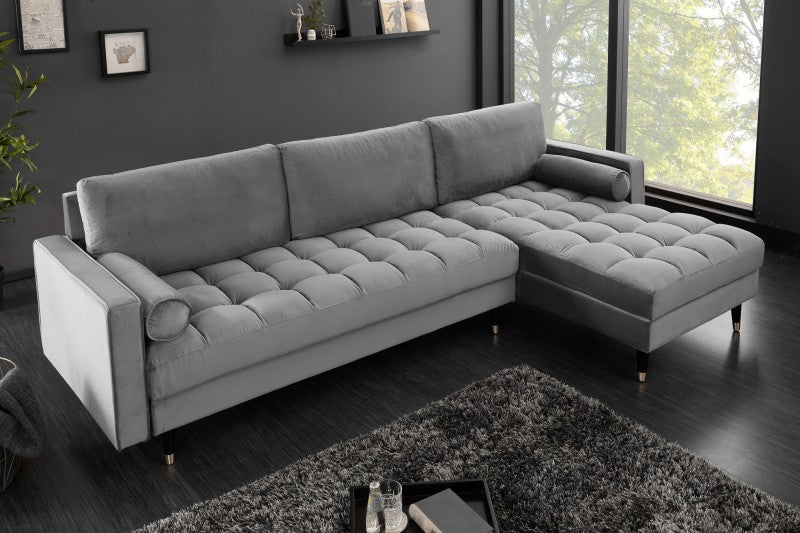 Ecksofa Cozy Velvet II 260cm grau Samt/ 40273