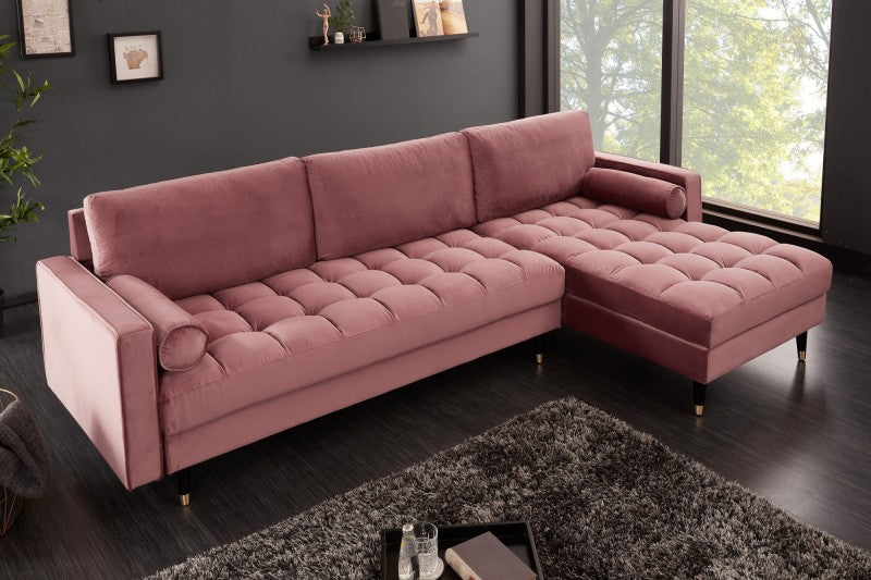 Ecksofa Cozy Velvet II 260cm altrosa Samt/ 40276