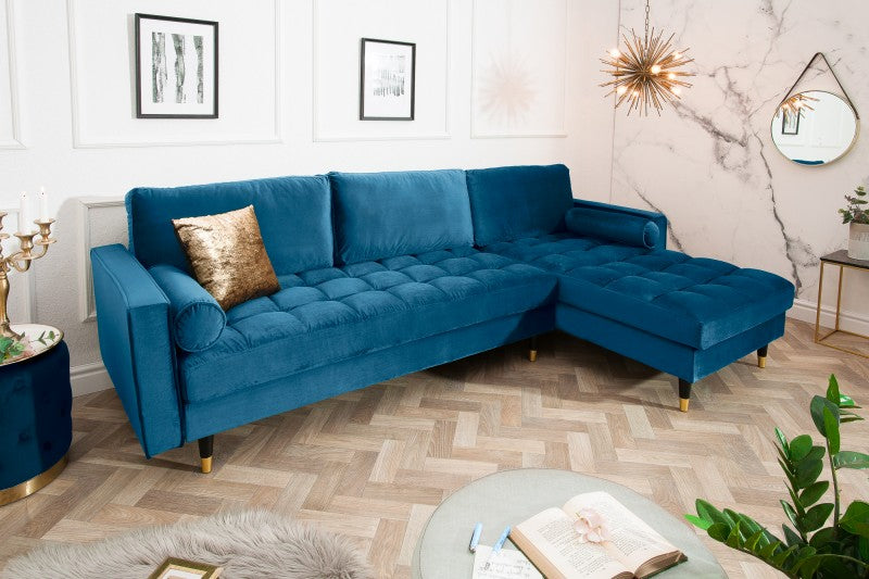 Ecksofa Cozy Velvet II 260cm petrol blau Samt/ 39847