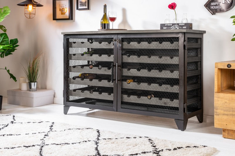 Weinschrank Bodega 127cm Pinienholz grau/ 40449