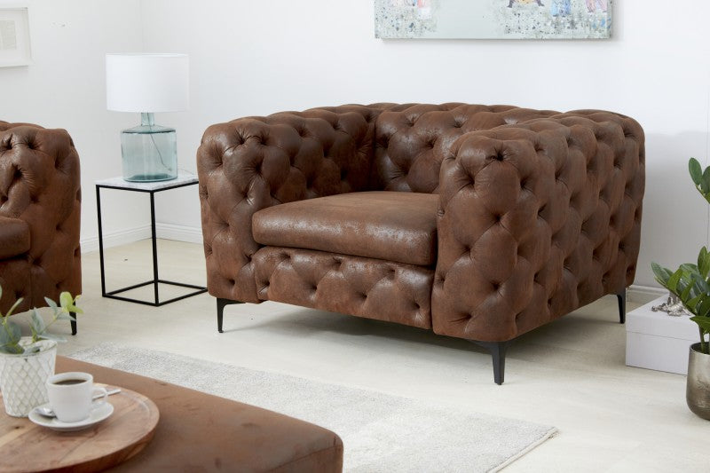 Sessel Modern Barock Chesterfield antik braun/ 40465