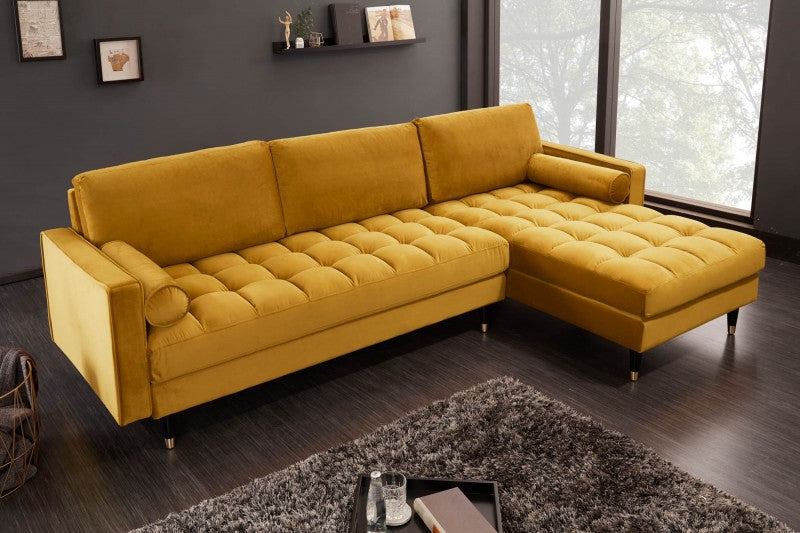 Ecksofa Cozy Velvet II 260cm senfgelb Samt/ 40277