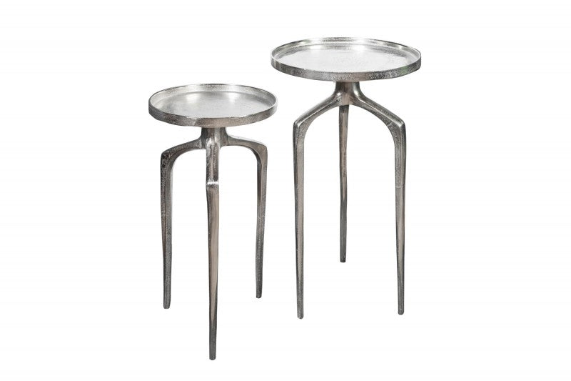 Beistelltisch Abstract 2er Set Aluminium Silber