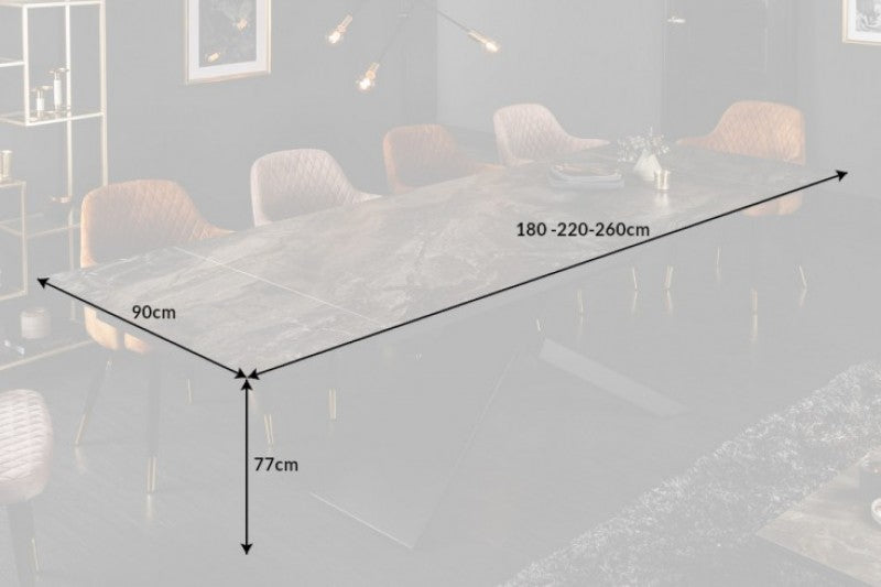 Esstisch Euphoria 180-220-260cm Keramik Marmor-Optik