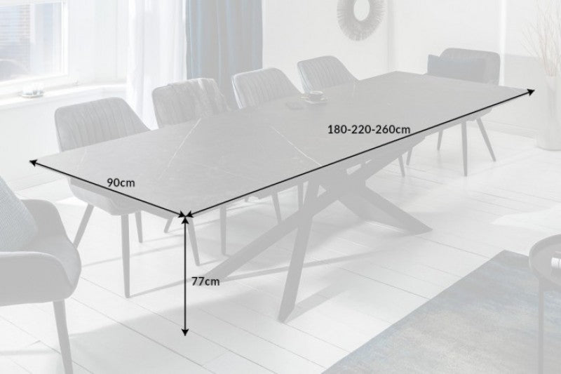 Esstisch Euphoria 180-220-260cm Keramik Graphit-Optik