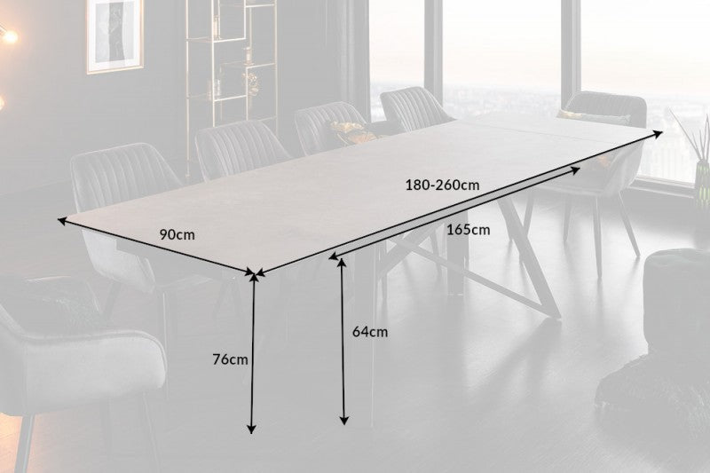 Esstisch Atlas 180-220-260cm Beton-Optik Keramik