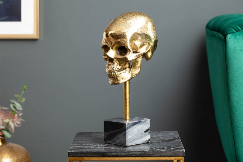 Skulptur Totenkopf Skull gold/ 40908