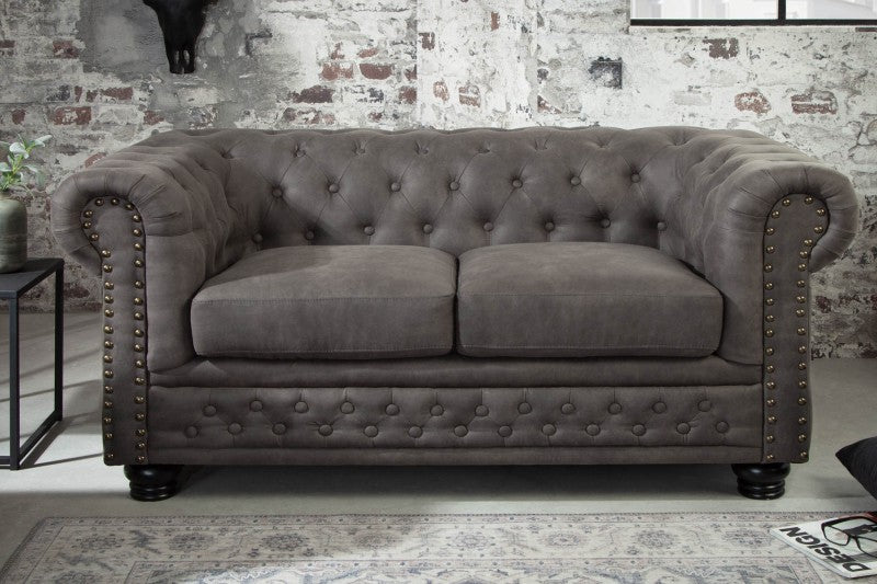 Sofa Chesterfield II 2er 150cm vintage grau taupe/ 40518