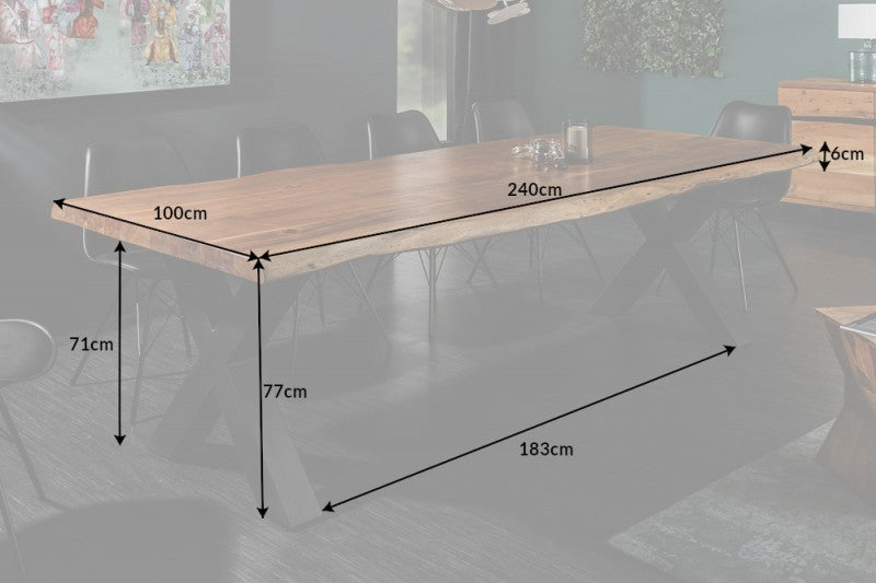 Esstisch Mammut X 240cm Akazie 60mm Honey