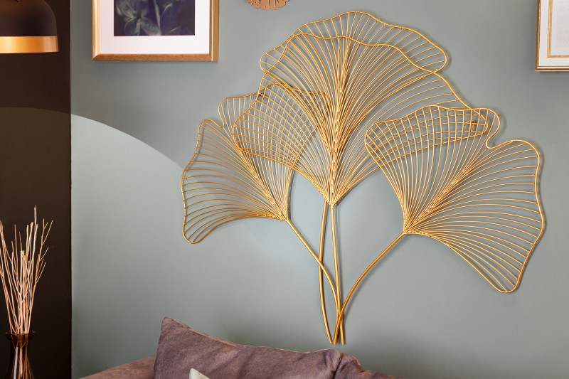 Wanddekoration Ginkgo 90cm gold/ 41274