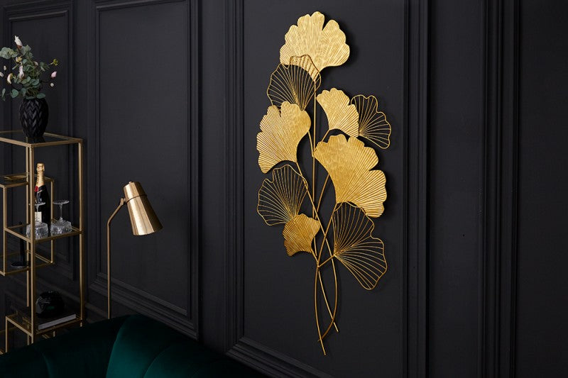 Wanddekoration Ginkgo 110cm gold/ 41272