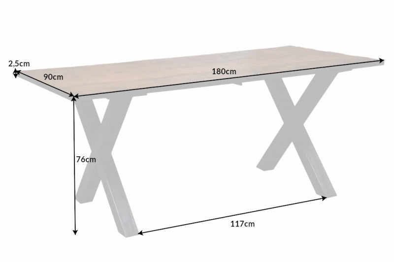 Esstisch Barracuda mit geflextem X Gestell 180cm