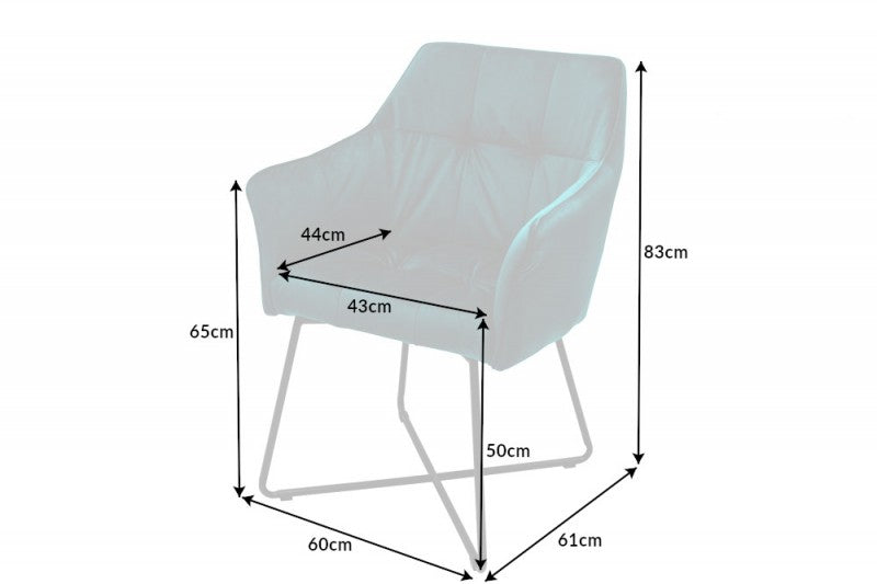 Stuhl Loft Samt türkis mit Armlehne