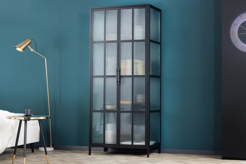 Vitrine Dura Steel 180cm schwarz Riffelglas/ 41724