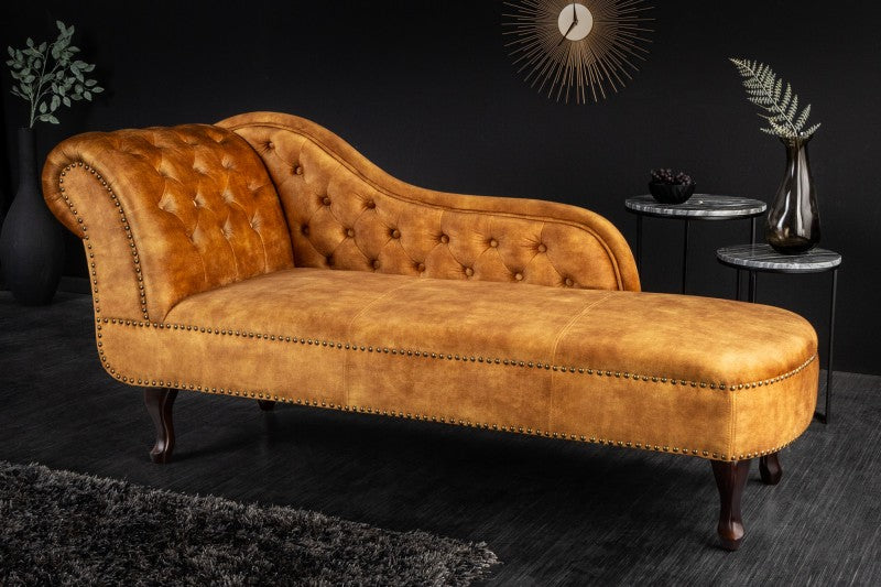 Recamiere Chesterfield 170cm Samt senfgelb/ 41252