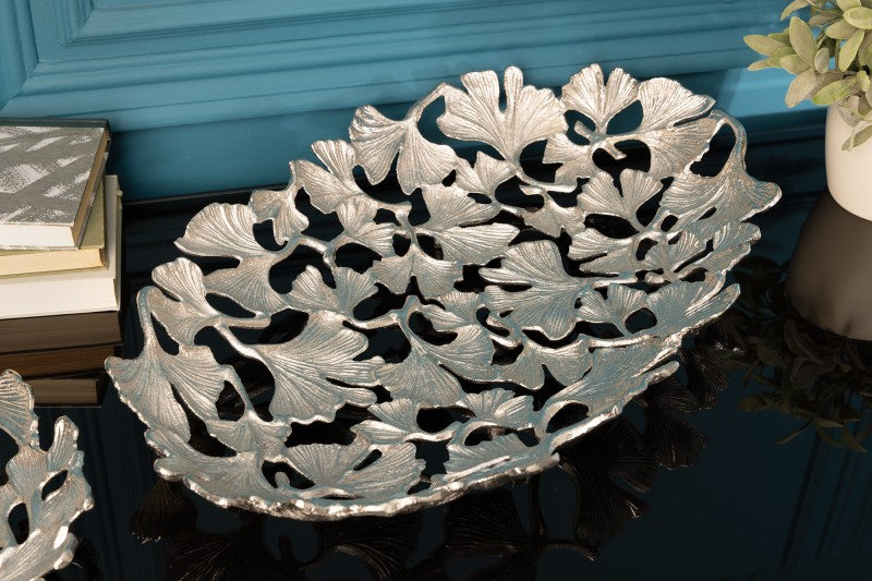 Schale Gingko leafs 50x30cm silber/ 41794