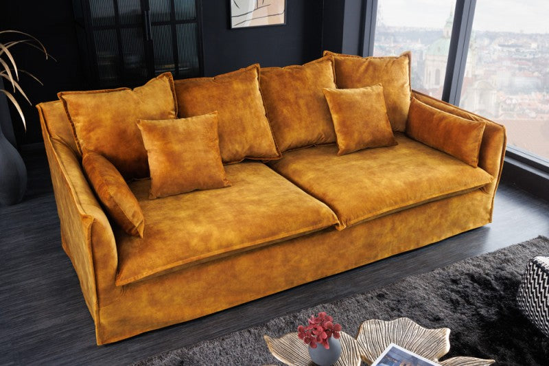 Sofa Heaven 3-Sitzer 205cm senfgelb Samt/ 40831