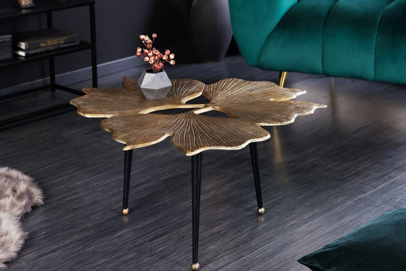 Couchtisch Gingko leafs 75cm gold schwarz/ 41791