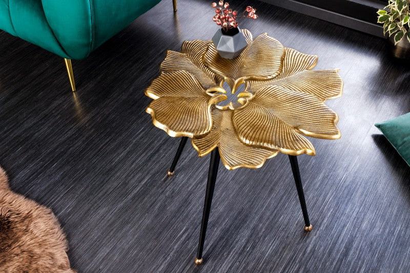 Couchtisch Ginkgo Leafs 55cm gold schwarz/ 42243