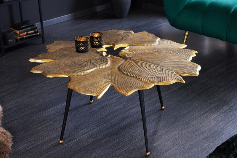 Couchtisch Ginkgo Leafs 95cm gold schwarz/ 42033