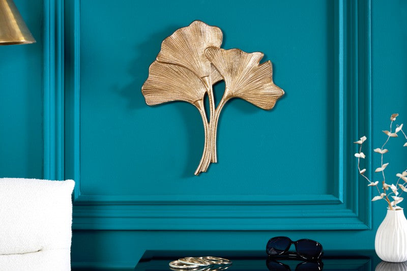 Wanddeko Ginkgo Leafs 35cm gold/ 42032