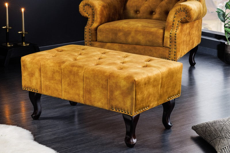 Hocker Chesterfield senfgelb Antik Look/ 41445