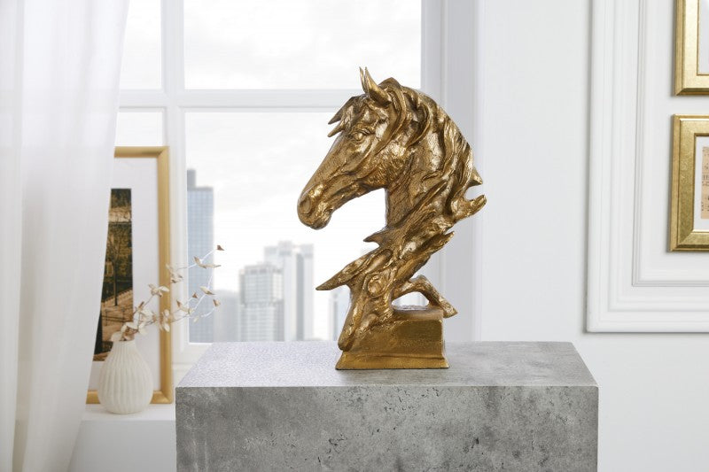 Skulptur Caballo Pferdekopf 40cm gold/ 42989