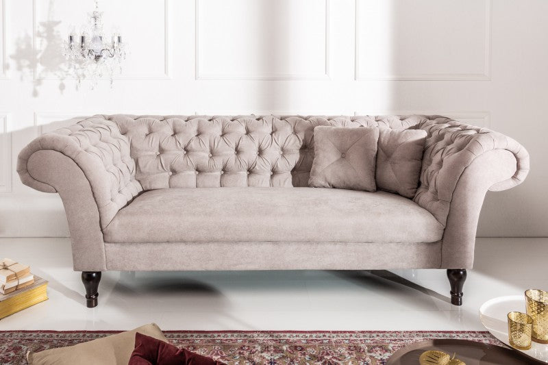 Sofa Paris Chesterfield 225cm Samt greige/ 40146