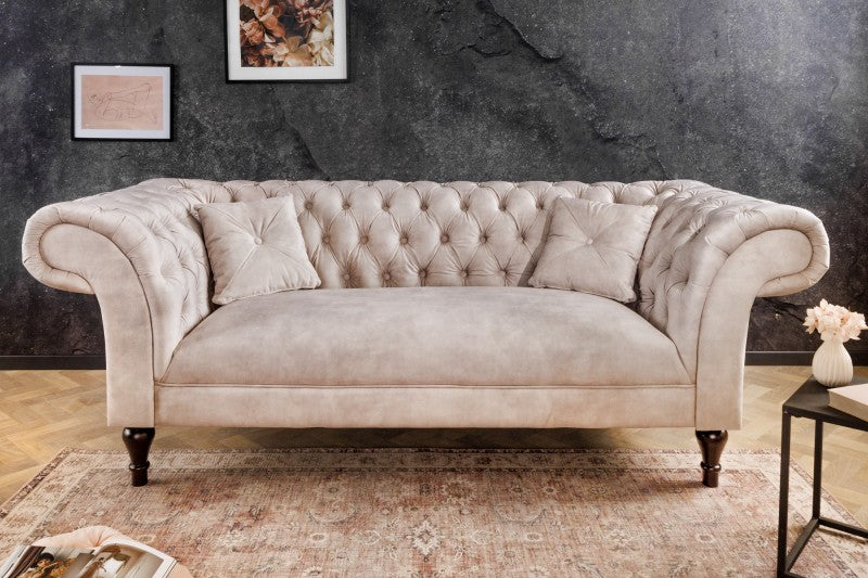 Sofa Paris Chesterfield 225cm Samt champagner/ 42662