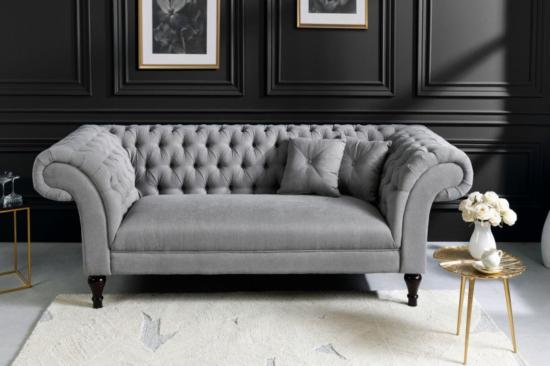 Sofa Paris Chesterfield 225cm Samt grau/ 40147