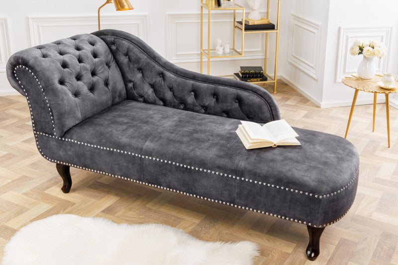 Recamiere Chesterfield 170cm Samt grau/ 41253