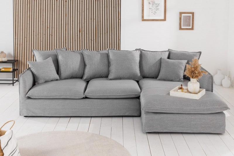 Eck-Sofa Heaven 255cm Leinen grau/ 37647