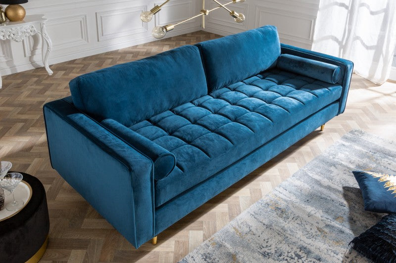 Sofa Cozy Velvet 220cm petrol blau Samt/ 39844