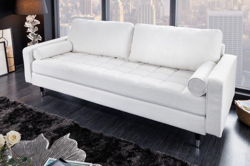 Sofa Cozy 220cm Teddystoff weiss/ 42703