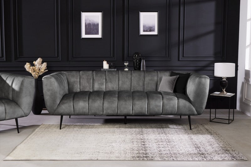 Sofa Noblesse 225cm Samt grau schwarz/ 41248