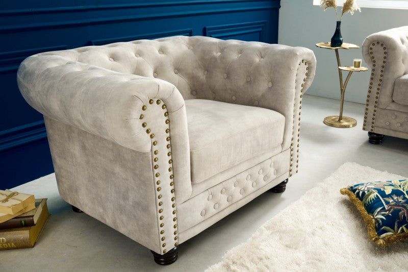 Sessel Chesterfield champagner Samt/ 42312