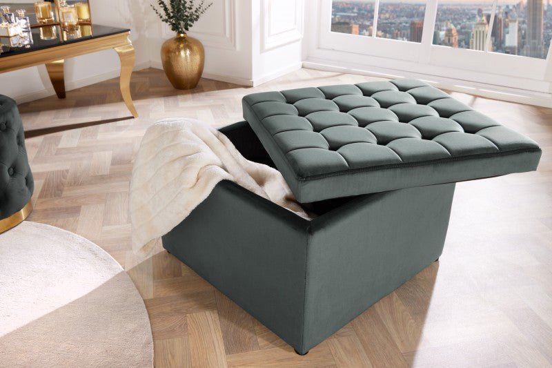 Hocker Modern Barock 60cm Samt grau/ 43308