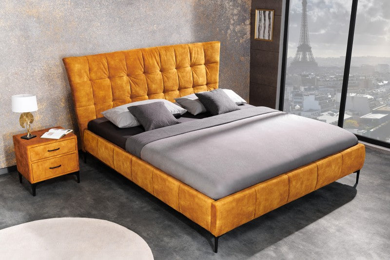 Bett Boutique 160x200cm senfgelb Samt/ 41666