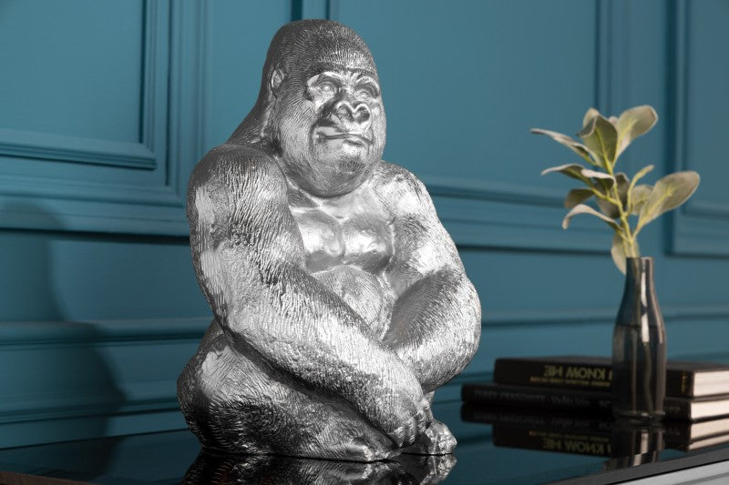 Gorilla Figur Kong silber Skulptur/ 43195