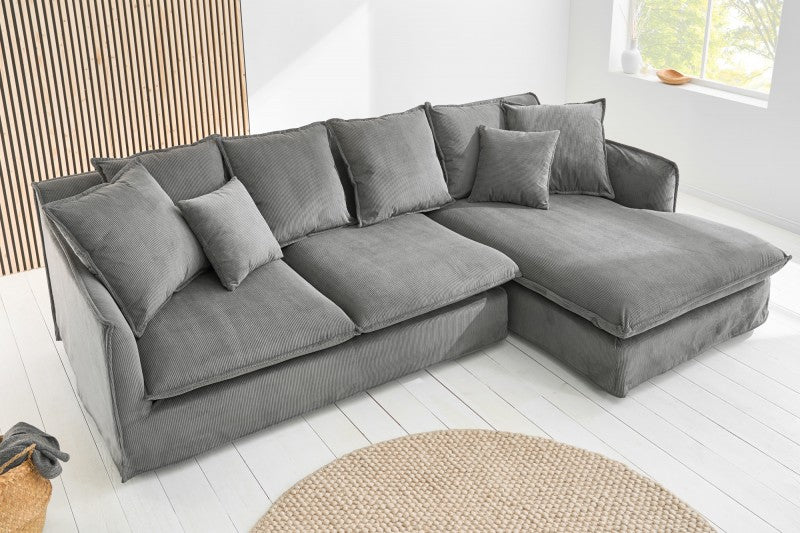 Eck-Sofa Heaven 255cm Cord grau/ 43445