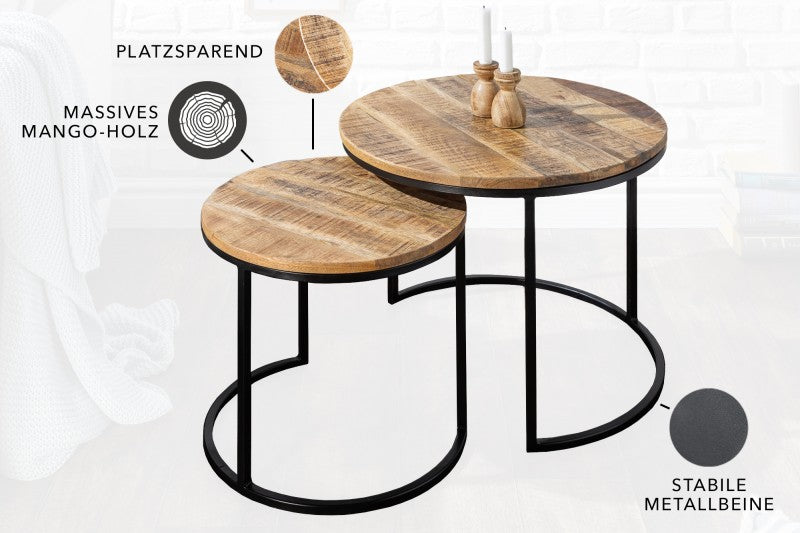 Beistelltisch Elements 2er Set Mango Natur/Holz