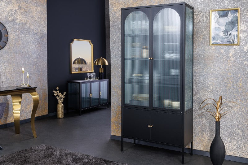 Vitrine Paris 180cm Riffelglas schwarz/ 43330