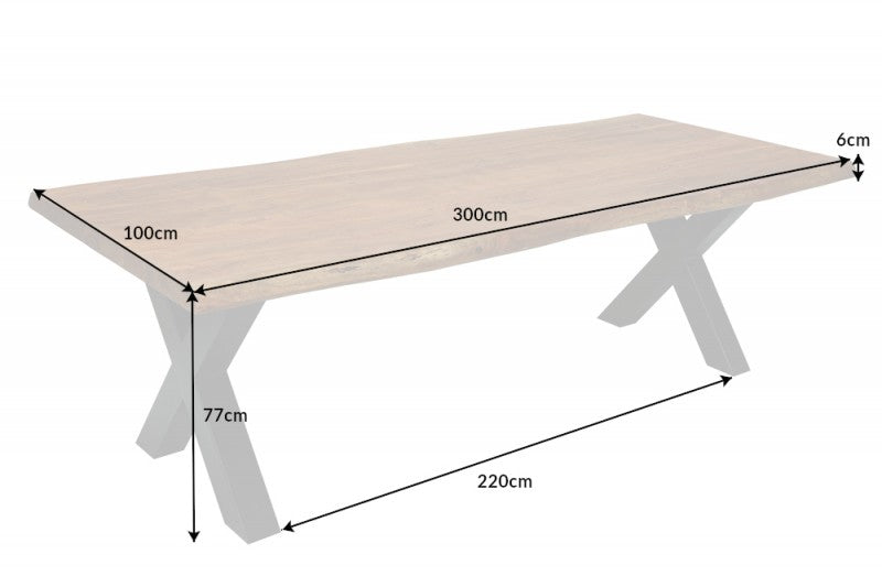 Esstisch Mammut X 300cm Akazie 60mm honey