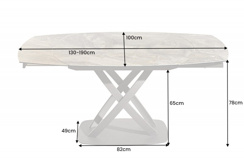 Esstisch Inception 130-190cm weiá Marmor Optik