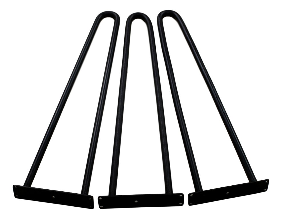 Haarnadelbeine - schwarz - Eisen - Set von 3